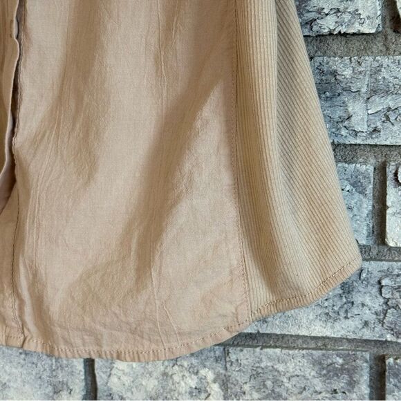 Ci Sono Wovens Button-Up Shirt XL Lightweight Cotton Roll-Tab Sleeve Neutral - Picture 3 of 6